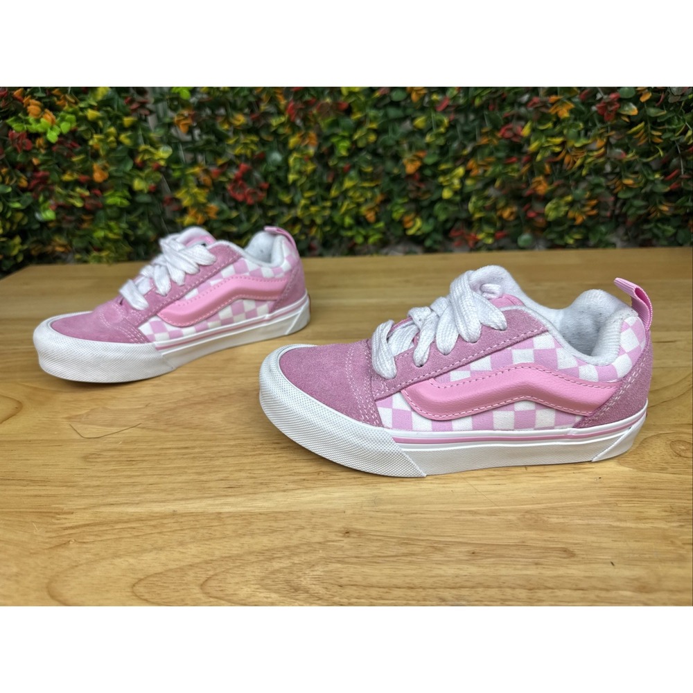 Vans Knu Skool Checkerboard Shoe Sneakers Prism Pink White Toddler Preschool 13 - Picture 3 of 10